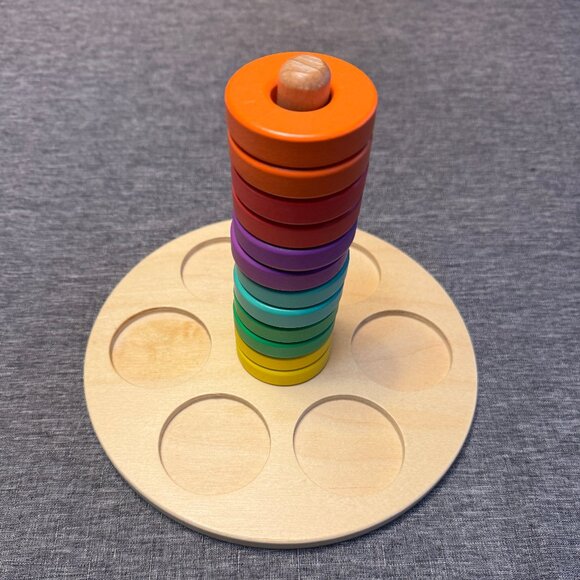 LOVEVERY Rainbow wooden ring stacker toy. Age level: 13 mo + - Picture 3 of 5